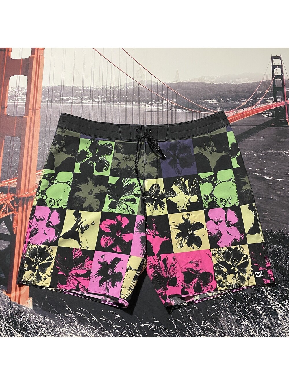 Billabong Board Shorts Mens Sz 38x9 Recycler Sundays Pro Skull Floral Surf Swim